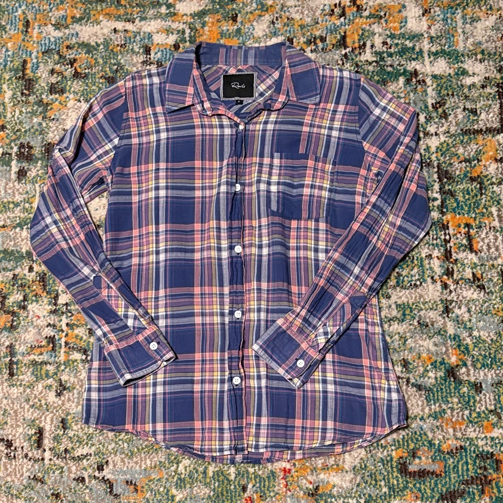 Rails Lightweight Cotton Plaid Button Down Shirt, Size Small